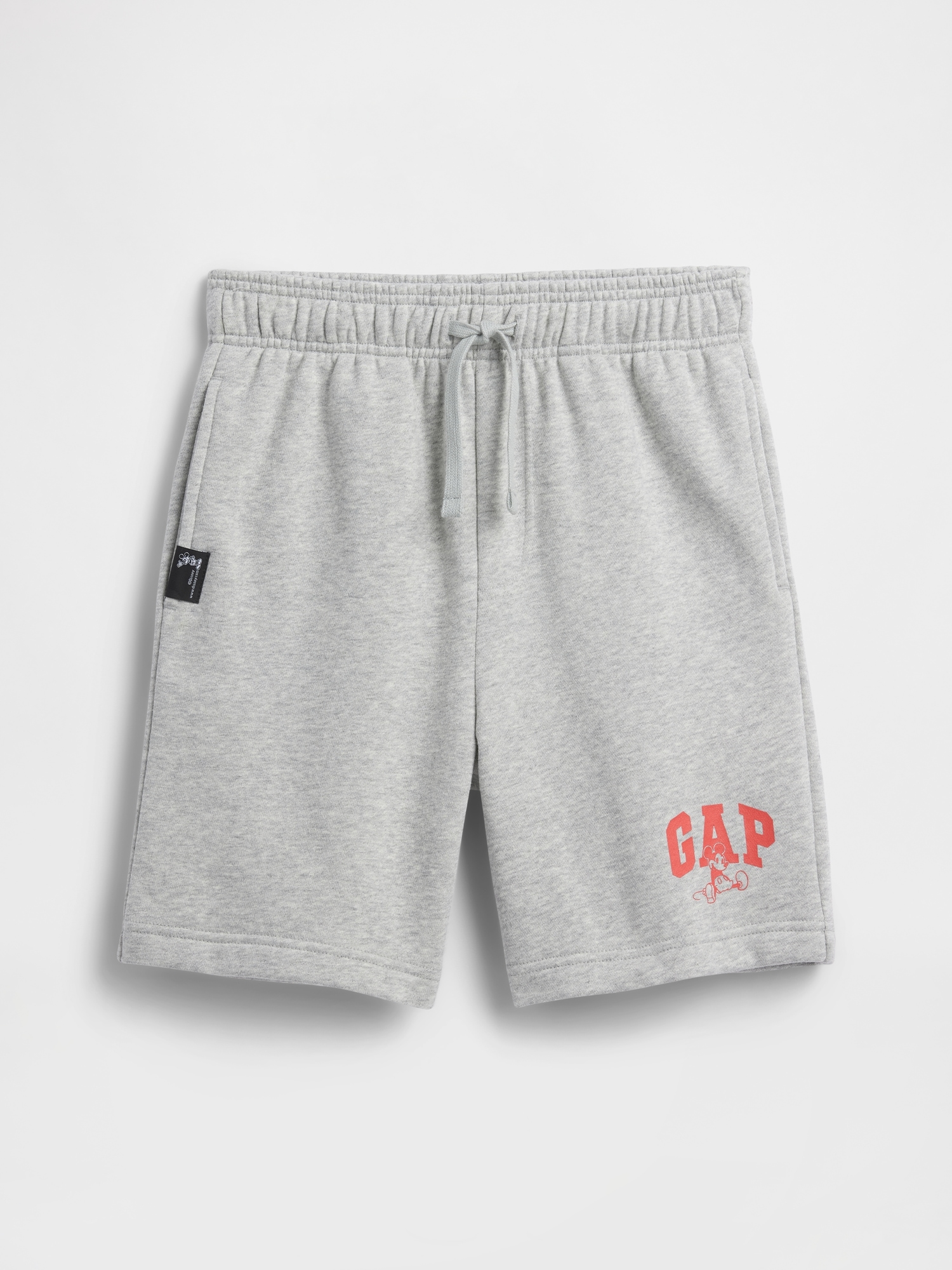 GapKids × Disney Mickey Mouse Relaxed Logo Pull-On Shorts - Gray