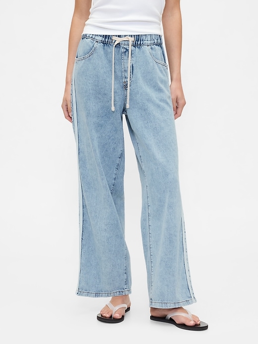 Image number 2 showing, High Rise Pull-On Stripe Wide-Leg Jeans