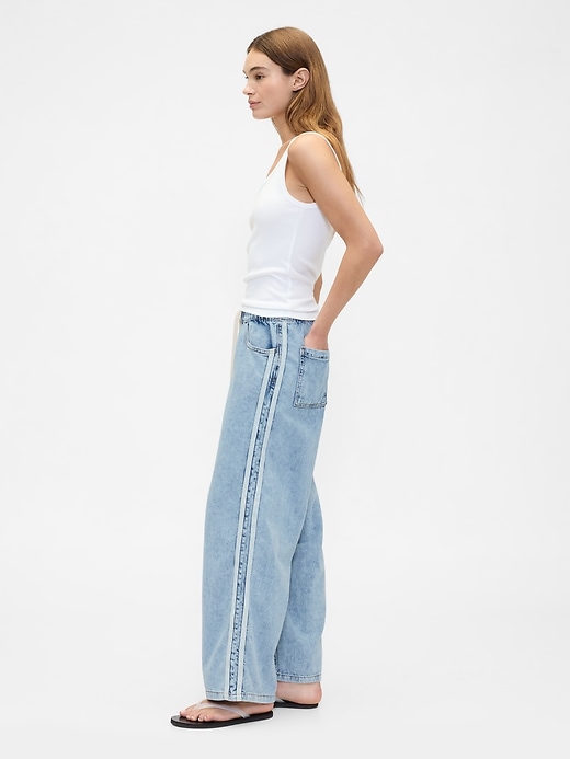 Image number 3 showing, High Rise Pull-On Stripe Wide-Leg Jeans