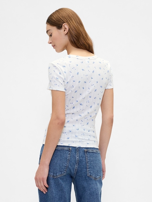 Image number 2 showing, Ribbed Print Pointelle Crewneck T-Shirt