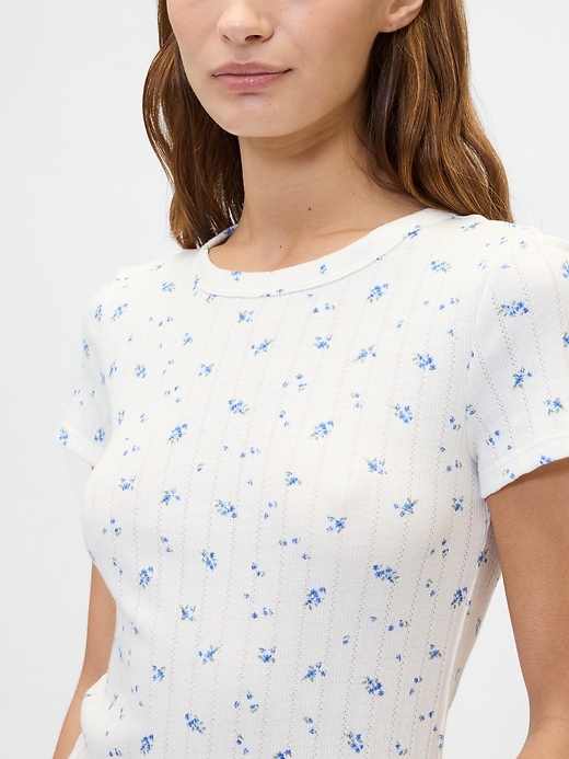 Image number 4 showing, Ribbed Print Pointelle Crewneck T-Shirt