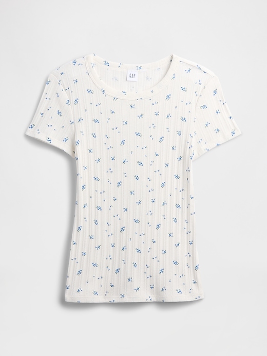 Image number 5 showing, Ribbed Print Pointelle Crewneck T-Shirt