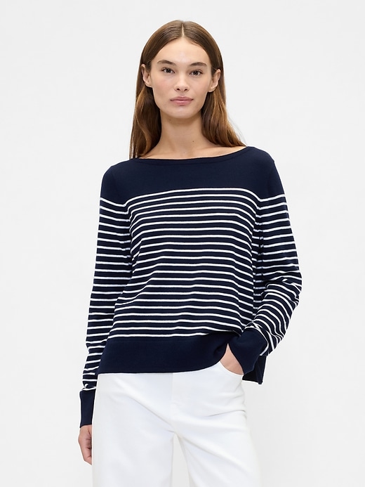 Image number 1 showing, Relaxed Stripe Boatneck Sweater