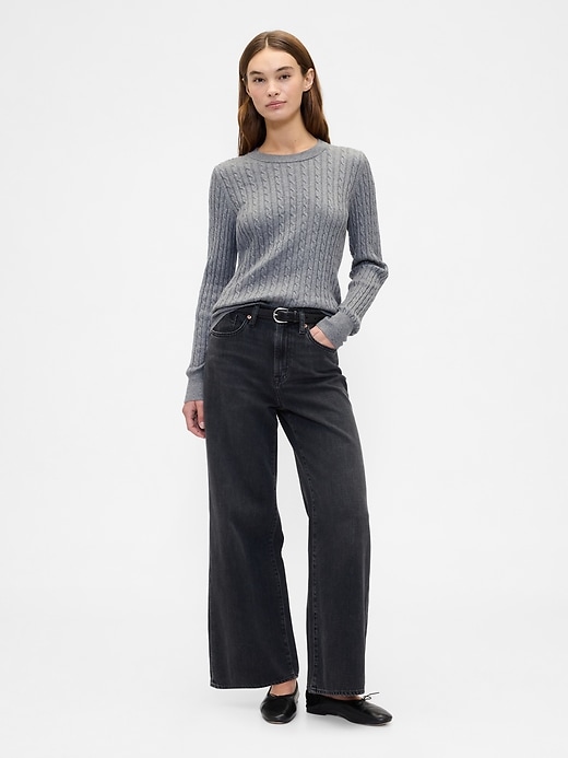 Image number 3 showing, CashSoft Cable-Knit Crewneck Sweater