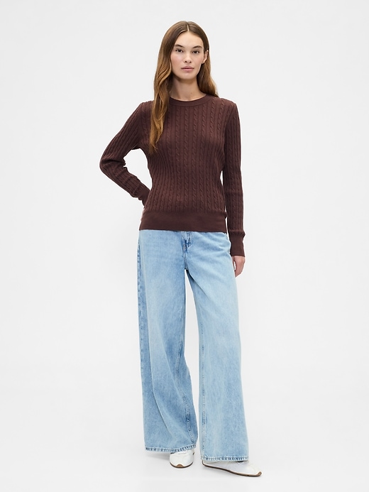Image number 3 showing, CashSoft Cable-Knit Crewneck Sweater
