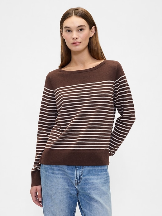 Image number 1 showing, Relaxed Stripe Boatneck Sweater