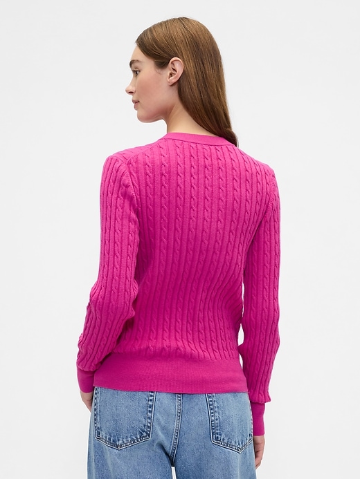 Image number 2 showing, CashSoft Cable-Knit Crewneck Sweater