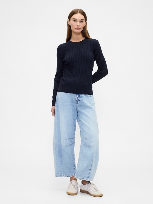 Image number 3 showing, CashSoft Cable-Knit Crewneck Sweater