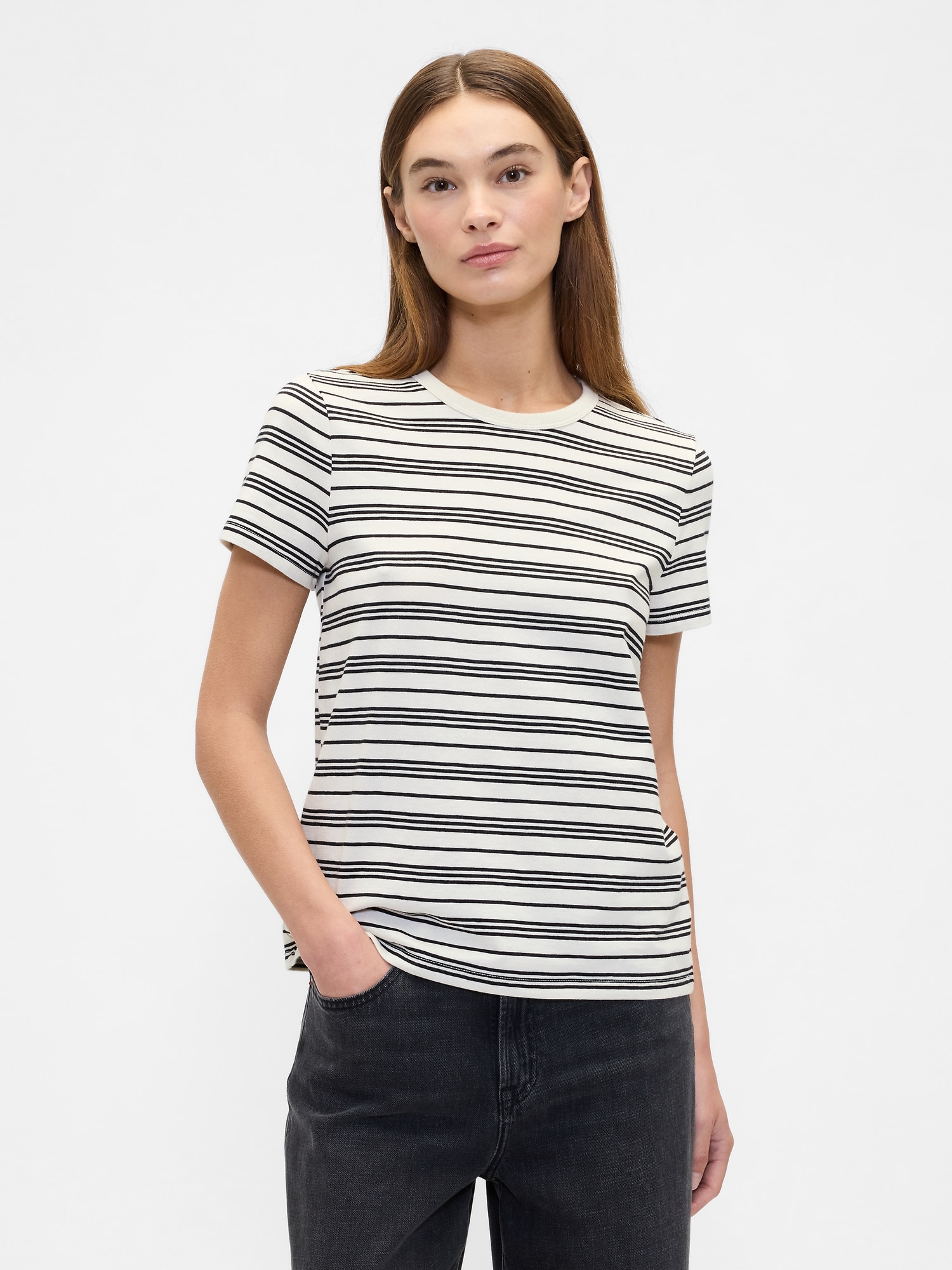 Favorite Stripe Crewneck T-Shirt - Tan Chino