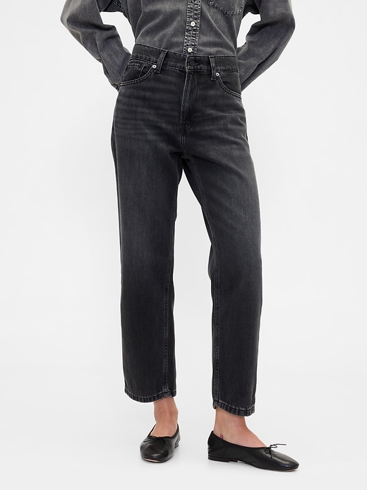 Image number 2 showing, Mid Rise SuperSoft Relaxed Straight Crop Jeans