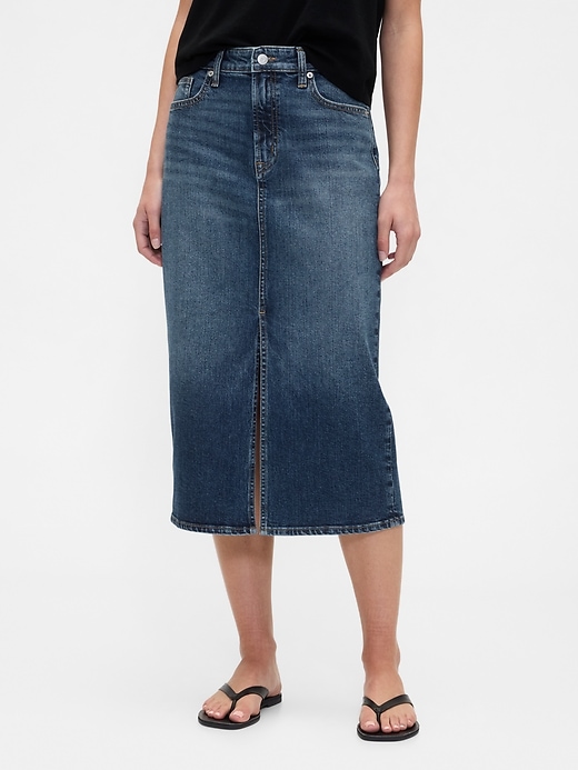 Image number 3 showing, Denim Midi Pencil Skirt