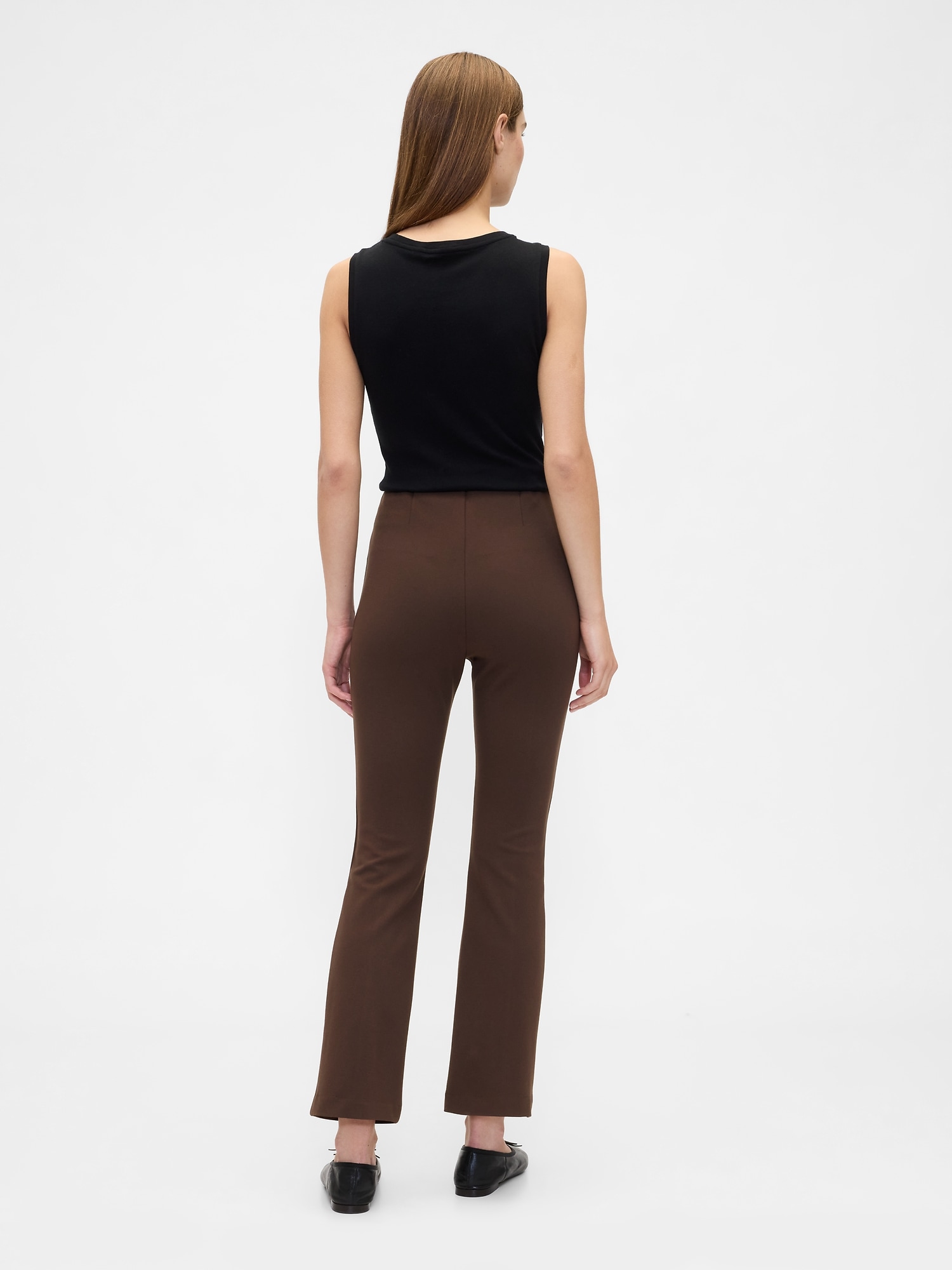 Gap Factory High Rise Ponte Flare Crop Pants In Brown
