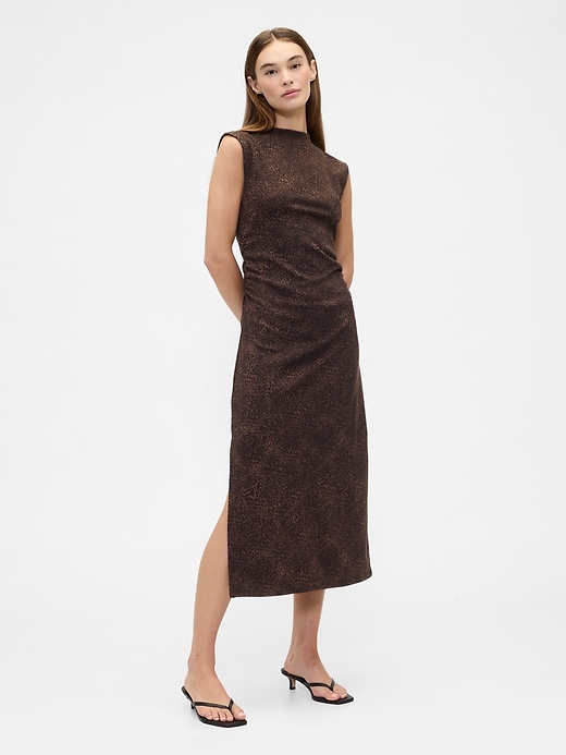 Image number 1 showing, Modern Ribbed Mockneck Midi Dress