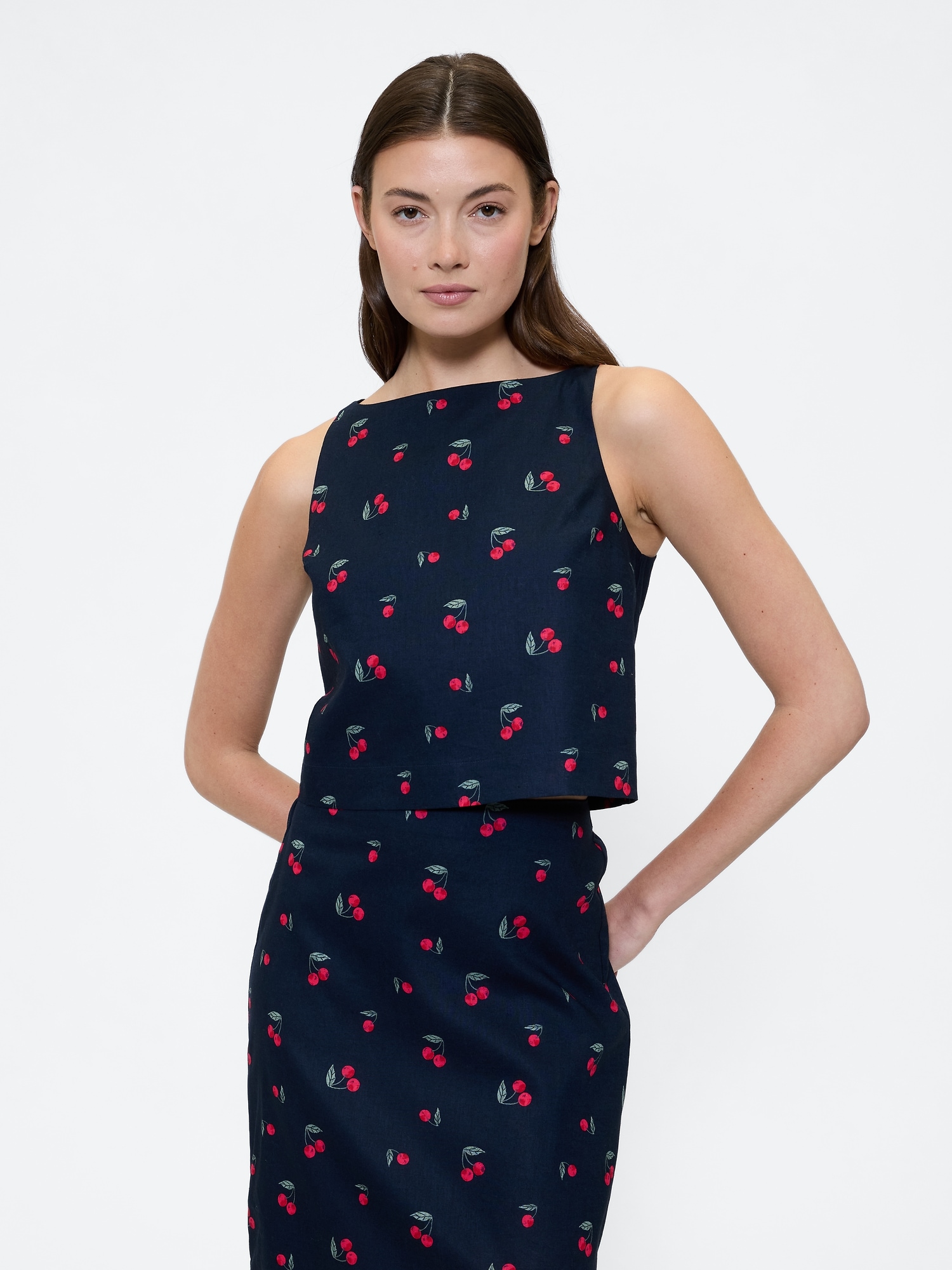 Linen-Blend Apron Top