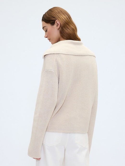 Image number 2 showing, Relaxed Ribbed Quarter-Zip Cardigan