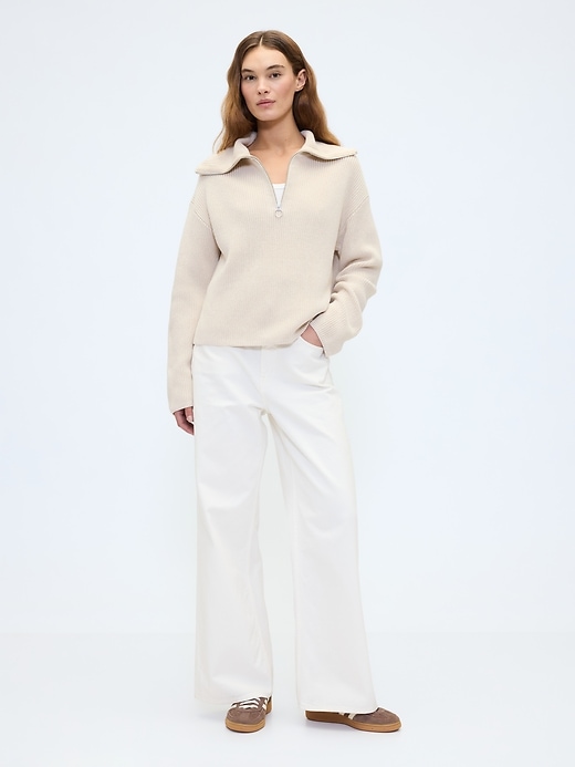Image number 3 showing, Relaxed Ribbed Quarter-Zip Cardigan