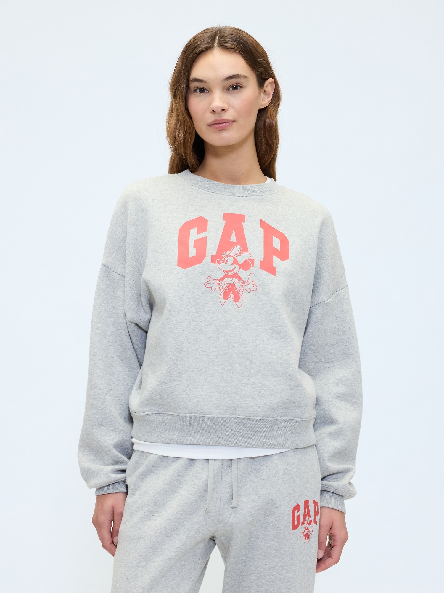 Gap × Disney Minnie Mouse Oversized Logo Hoodie - Gray