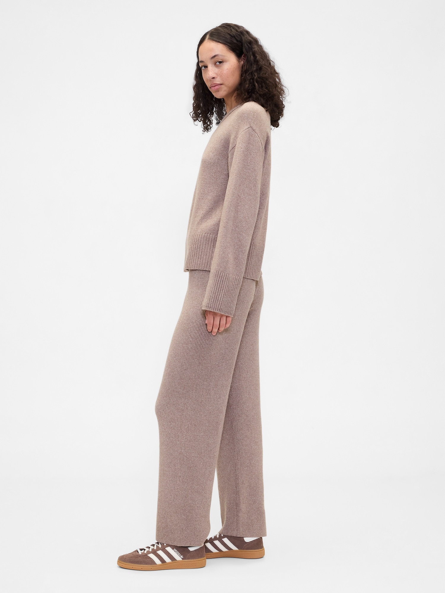 Gap Factory Cashsoft Relaxed Ribbed Sweater Pants In Brown