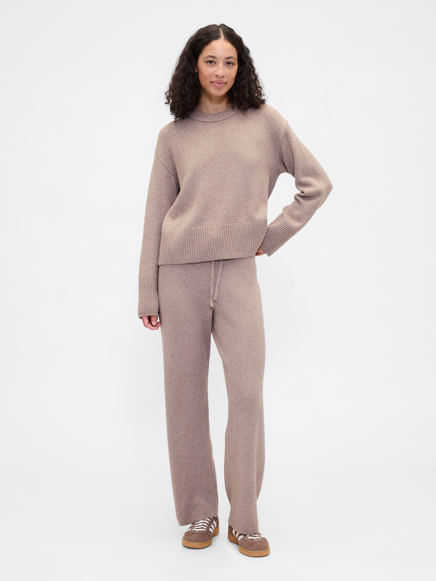 CashSoft Relaxed Ribbed Sweater Pants - Flannel Taupe