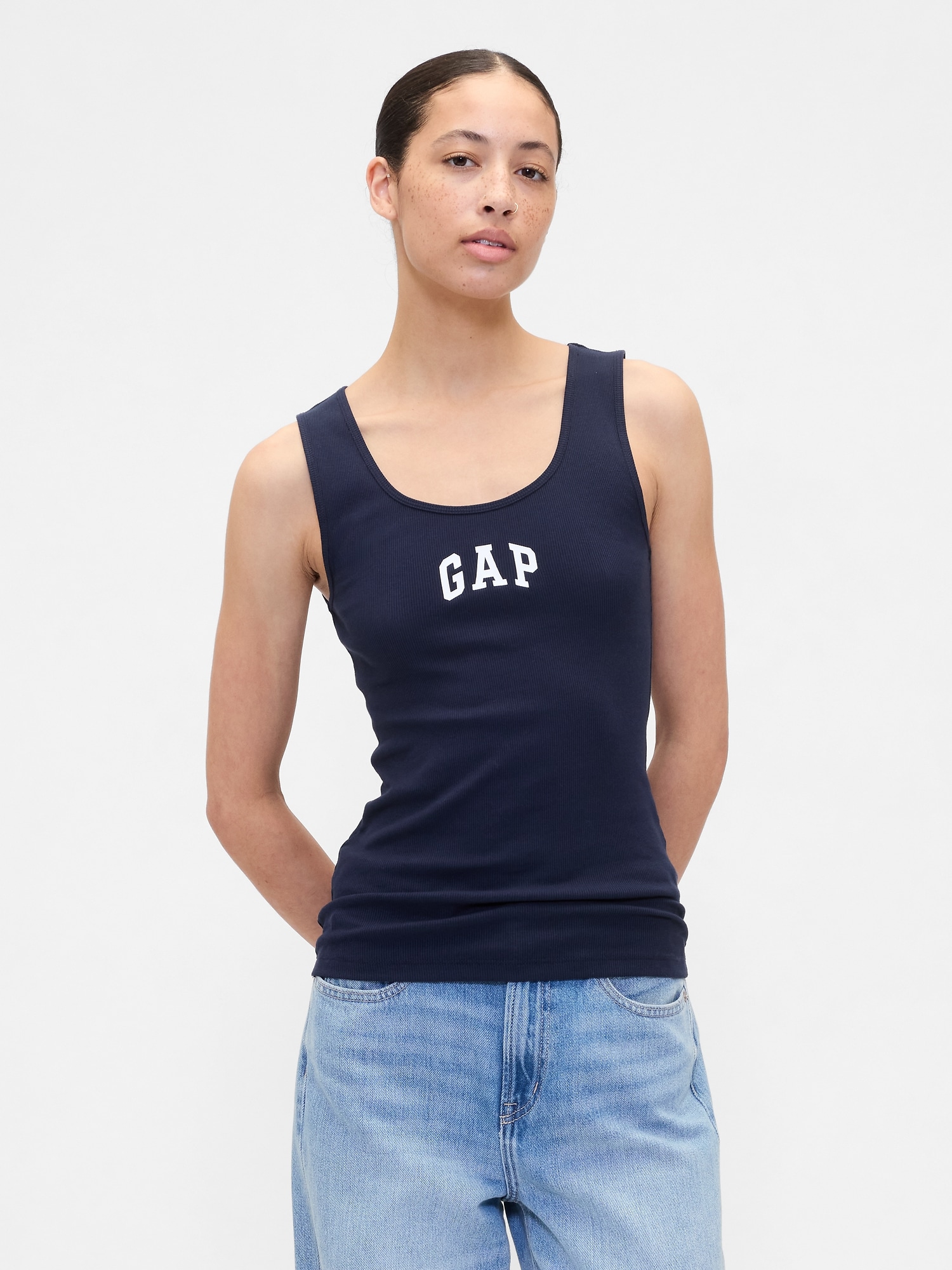Gap Logo Ribbed Tank Top - Blue