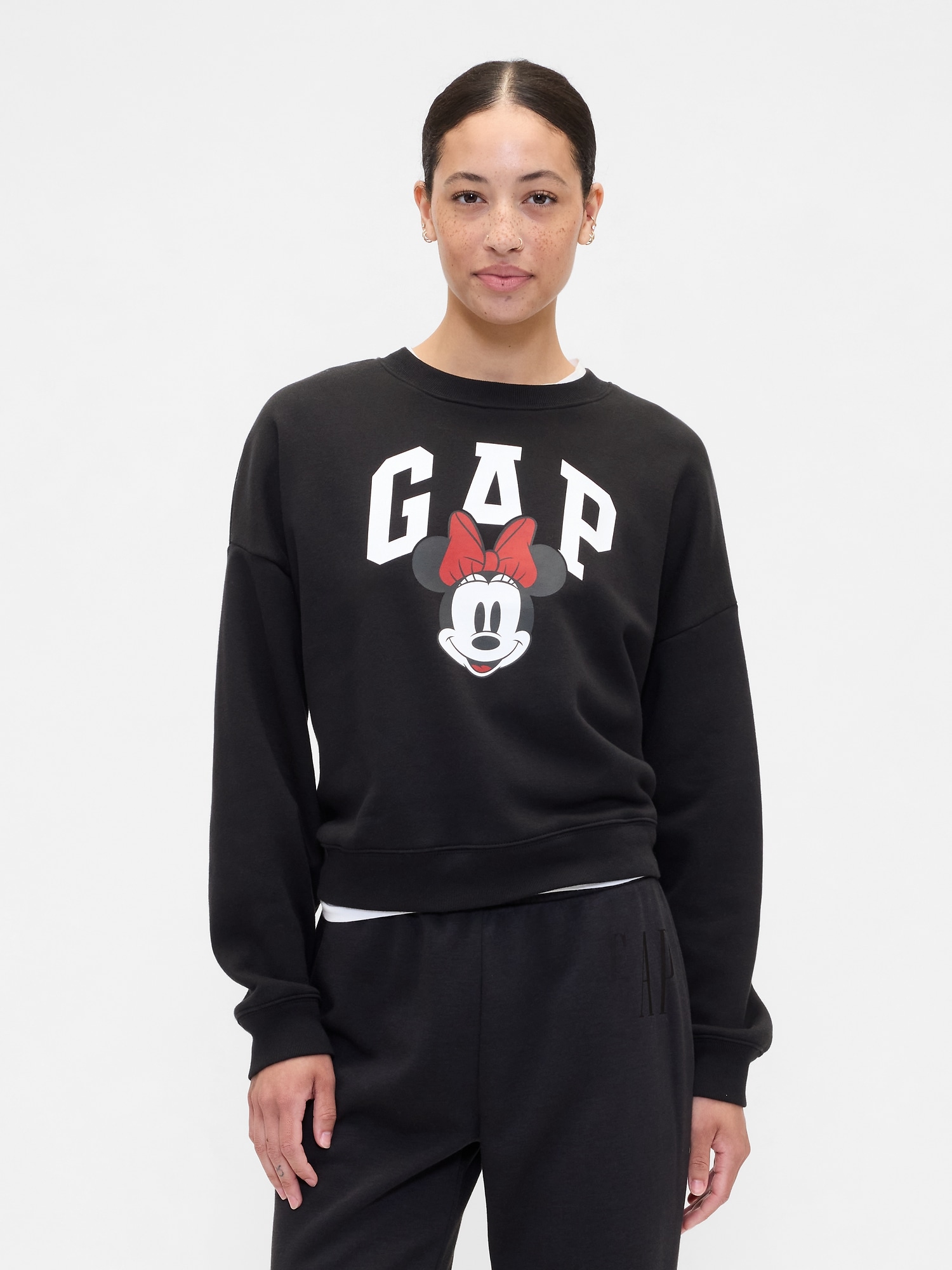 Gap × Disney Minnie Mouse Oversized Logo Hoodie - Black