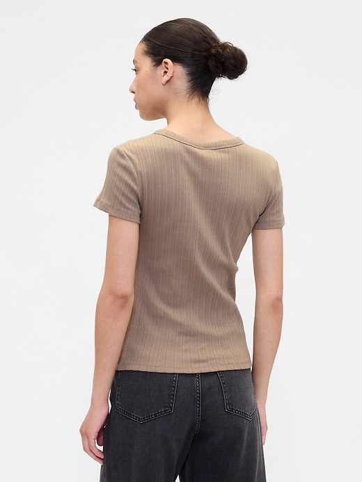 Image number 2 showing, Ribbed Pointelle Crewneck T-Shirt