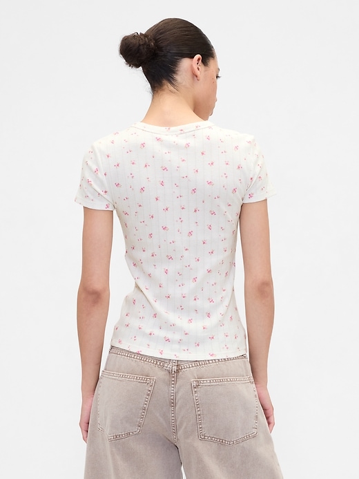 Image number 2 showing, Ribbed Print Pointelle Crewneck T-Shirt
