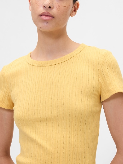 Image number 4 showing, Ribbed Pointelle Crewneck T-Shirt