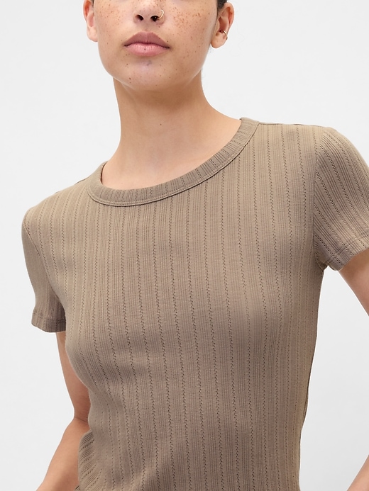 Image number 4 showing, Ribbed Pointelle Crewneck T-Shirt