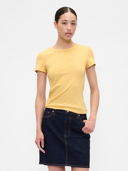 Image number 1 showing, Ribbed Pointelle Crewneck T-Shirt