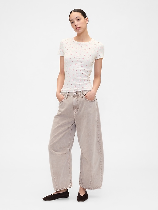 Image number 3 showing, Ribbed Print Pointelle Crewneck T-Shirt