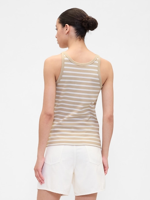 Image number 2 showing, Ribbed Stripe High-Neck Tank