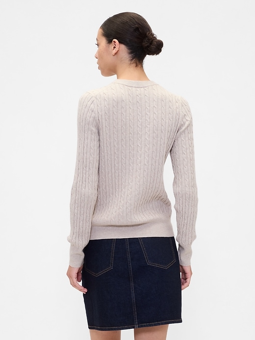 Image number 2 showing, CashSoft Cable-Knit Crewneck Sweater