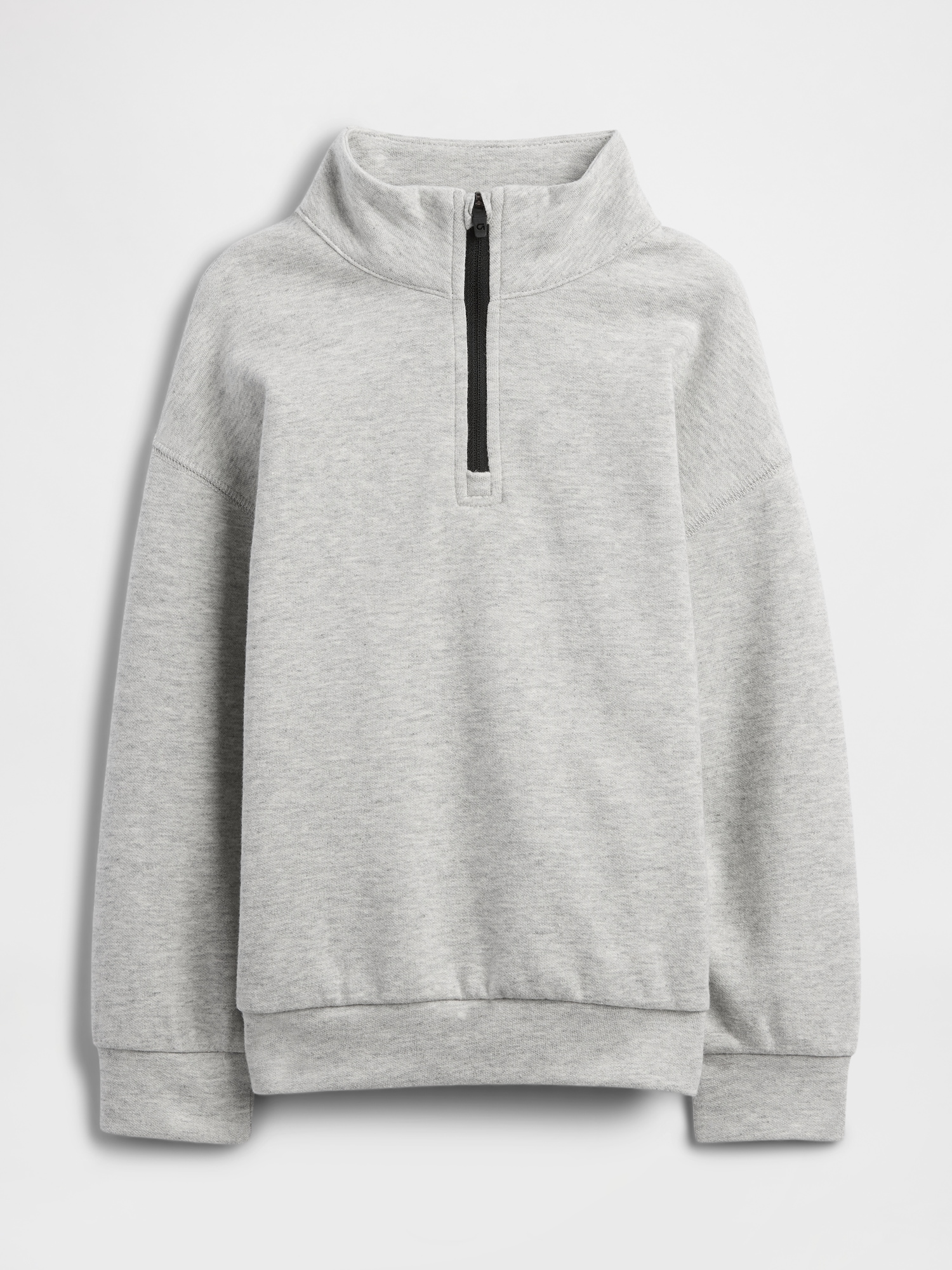 babyGap Relaxed Mockneck Quarter-Zip Sweatshirt - Gray And White Marl