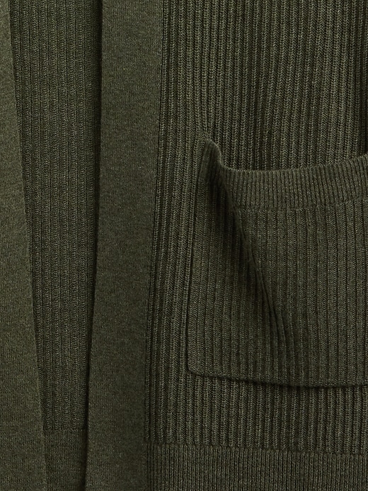 Image number 4 showing, Relaxed Shaker-Stitch Open-Front Cardigan