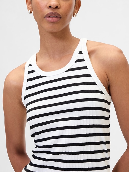 Image number 4 showing, Ribbed Stripe High-Neck Tank