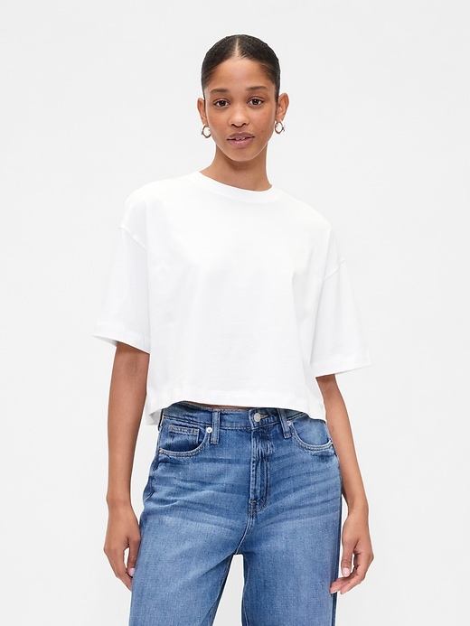 Image number 1 showing, Oversized Cropped Crewneck T-Shirt