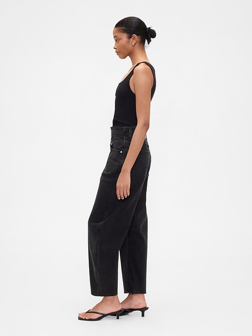 Image number 3 showing, High Rise Barrel Jeans