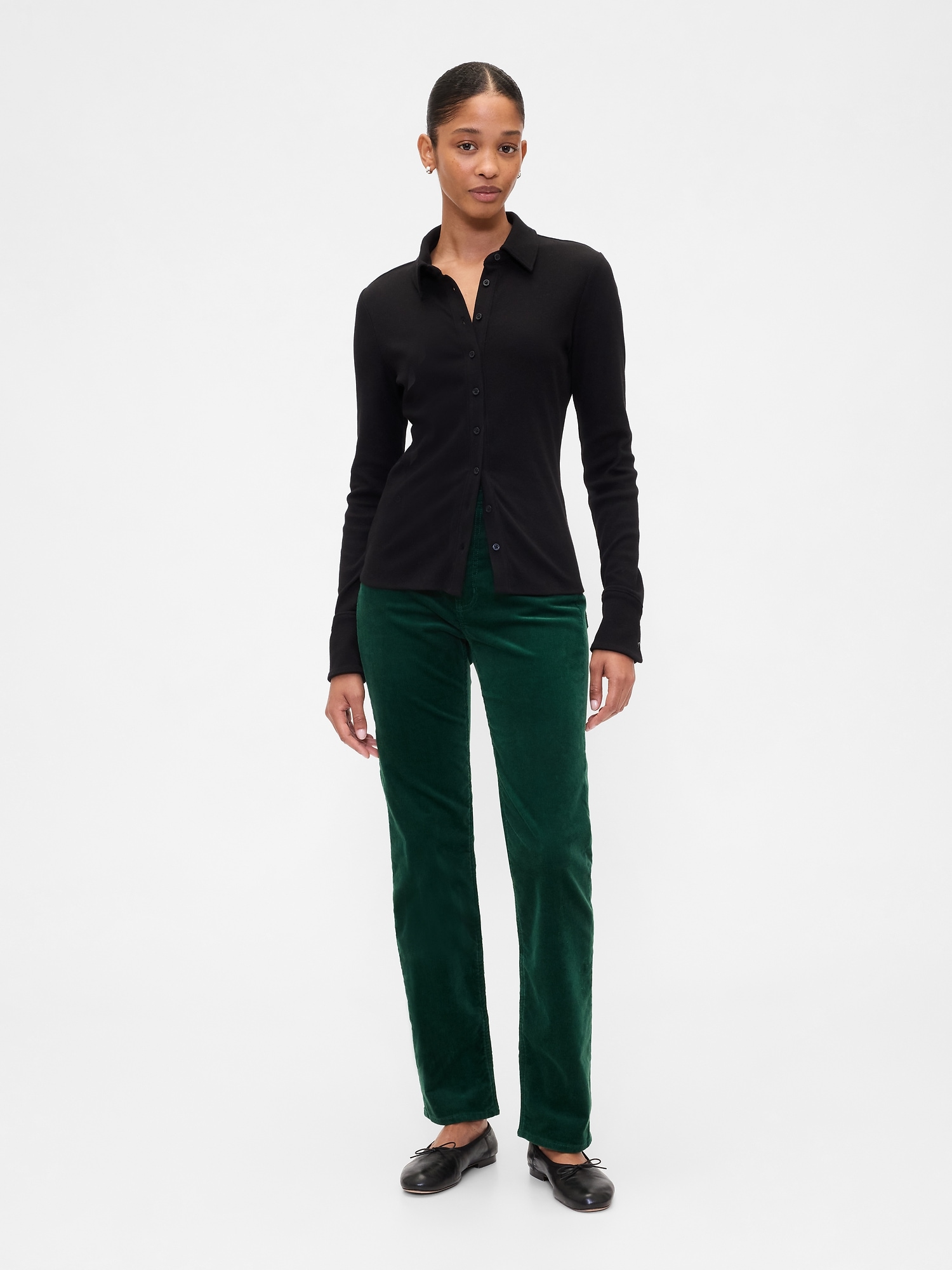High Rise '90s Original Straight Corduroy Pants - Evergreen Glamour Green