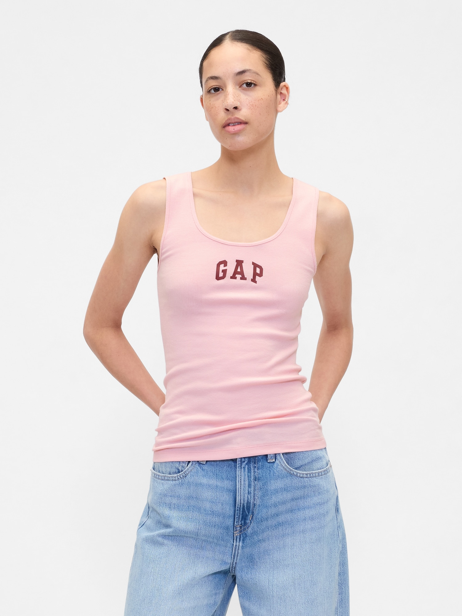 Gap Logo Ribbed Scoopneck Tank Top
