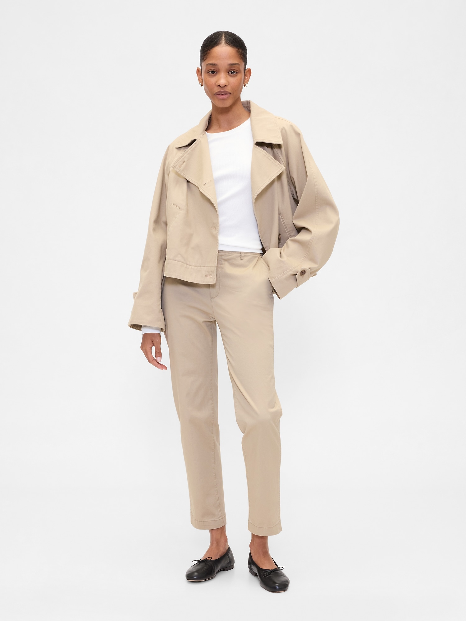 Mid Rise Downtown Khakis - Khaki