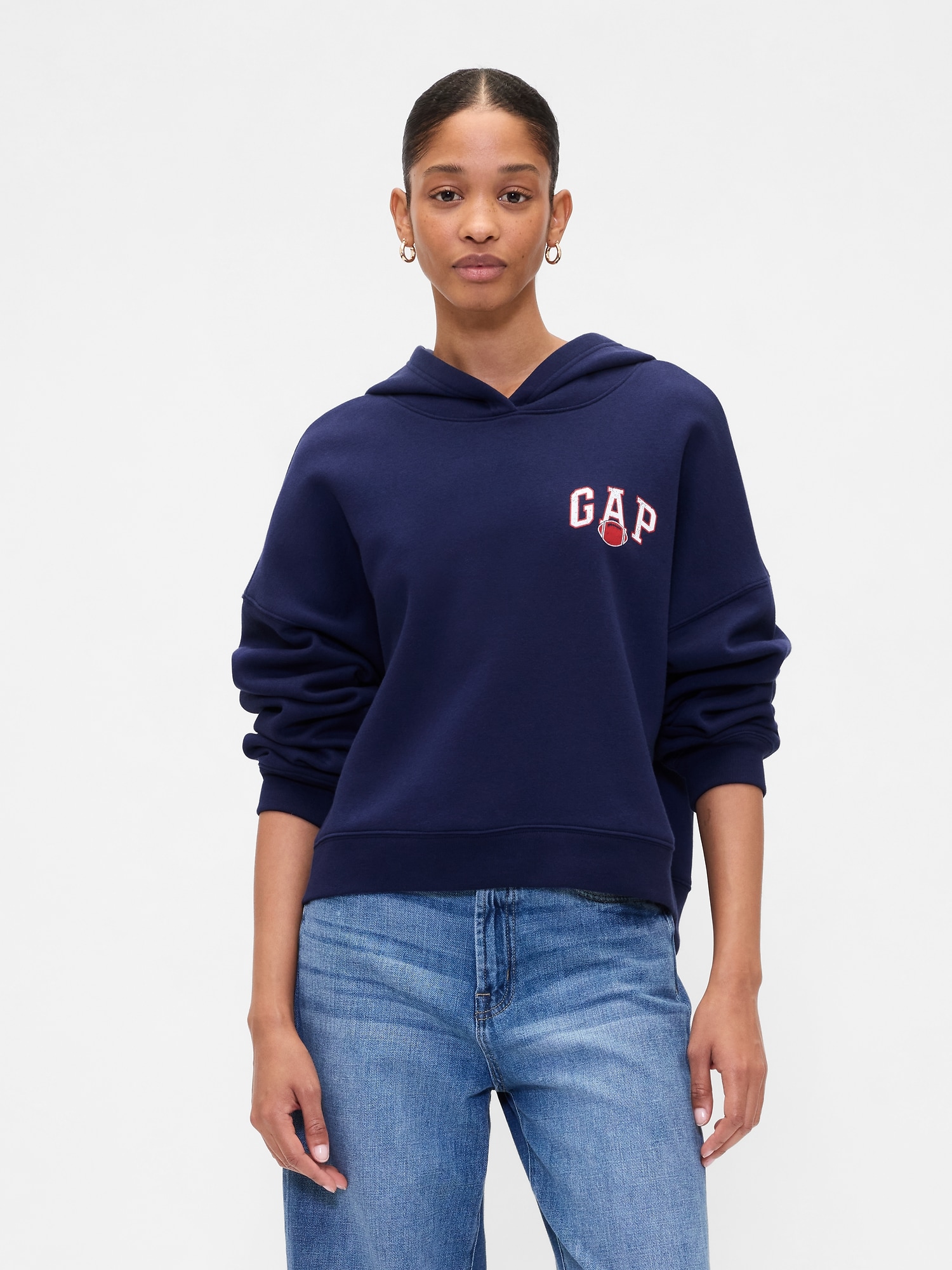 Oversized Graphic Hoodie - Blue