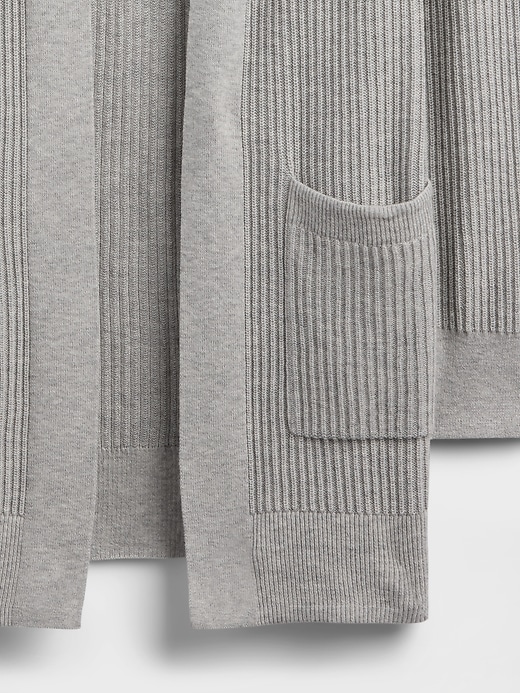 Image number 4 showing, Relaxed Shaker-Stitch Open-Front Cardigan