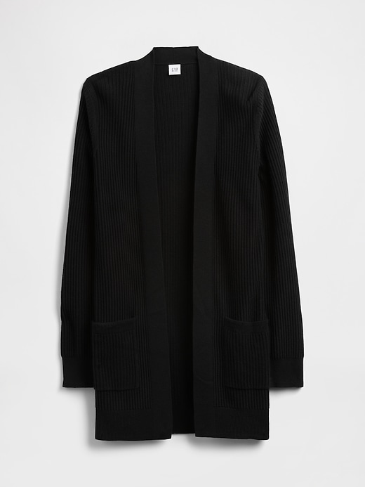 Image number 5 showing, Relaxed Shaker-Stitch Open-Front Cardigan