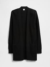 Relaxed Shaker-Stitch Open-Front Cardigan