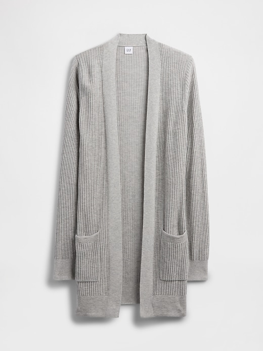 Image number 5 showing, Relaxed Shaker-Stitch Open-Front Cardigan