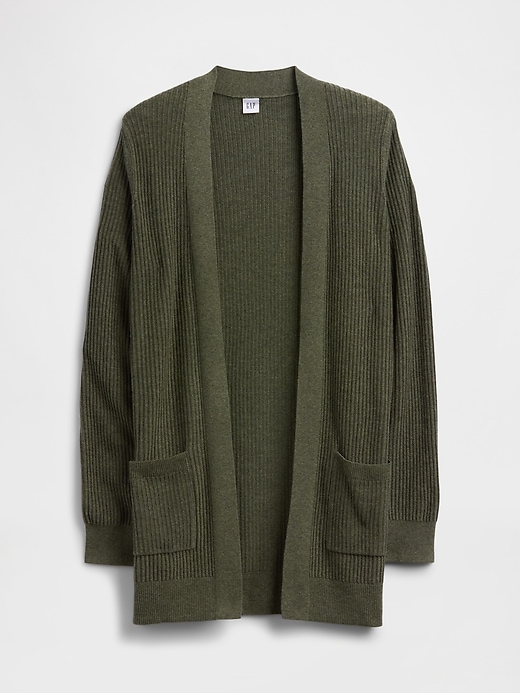 Image number 5 showing, Relaxed Shaker-Stitch Open-Front Cardigan