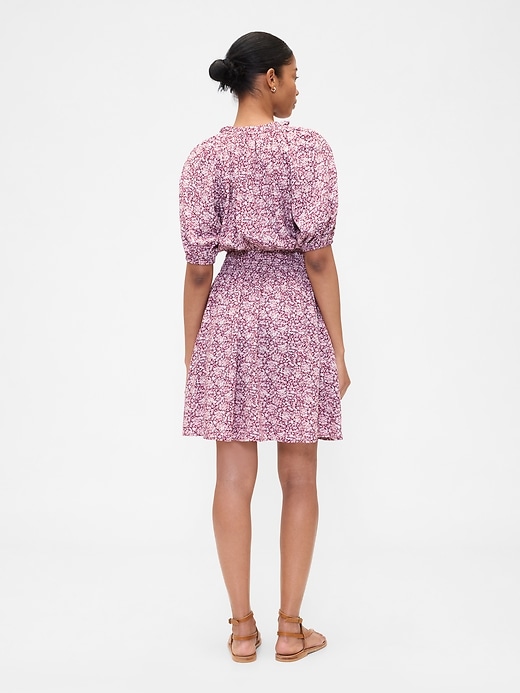 Image number 2 showing, Relaxed Smocked Splitneck Mini Dress