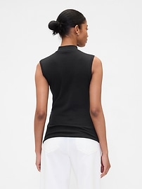 Modern Ribbed Stripe Mockneck Tank Top
