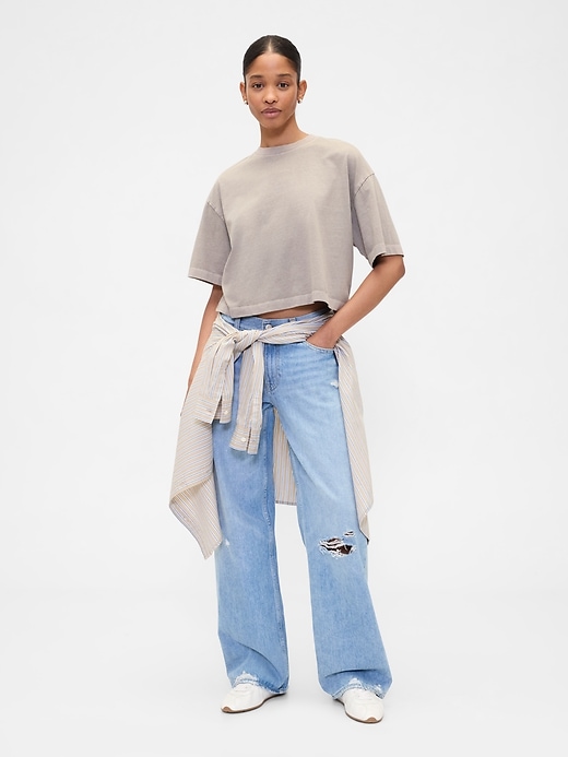 Image number 3 showing, Oversized Cropped Crewneck T-Shirt